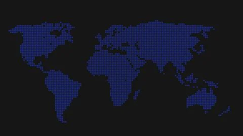 3d Pixel world map background. Digital dots in the form global earth. Illustrazione stock