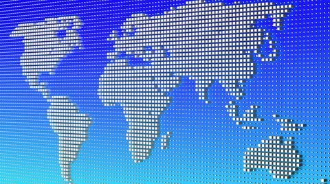 3d Pixel world map background. Digital dots in the form global earth. Illustrazione stock