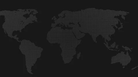 3d Pixel world map on black background. Digital dots in the form global earth. Illustrazione stock