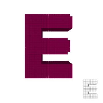 3d pixelated capital letter E. 3d Vector illustration.  Front view. イラスト素材