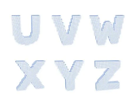 3d pixelated capital letter set.Vector outline illustration. Stock Illustration