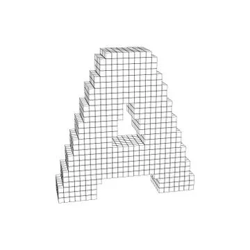 3d pixelated capital letter A.  Vector outline illustration. 스톡 일러스트