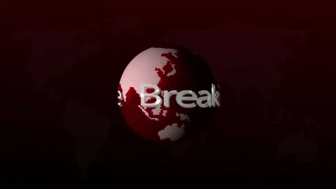 3D pixelated earth globe with breaking text in red tones. Pixelated earth g.. Stock Footage 337130169