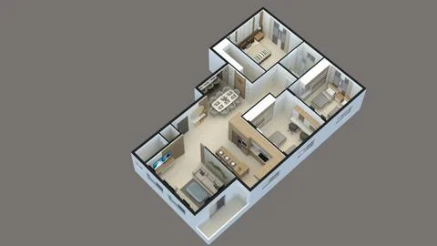 3D Plan Photoshop Draw Stock Illustration