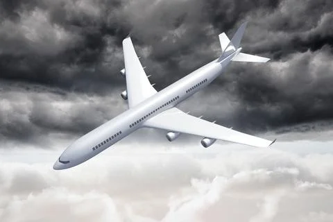 3D plane falling in the sky Illustrazione stock