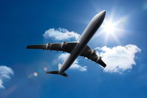 3D plane flying in the sky Stock Illustration