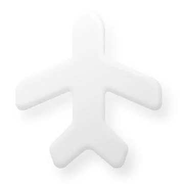 3D plane icon isolated on transparent background. Flying white simple airplane Stock Illustration