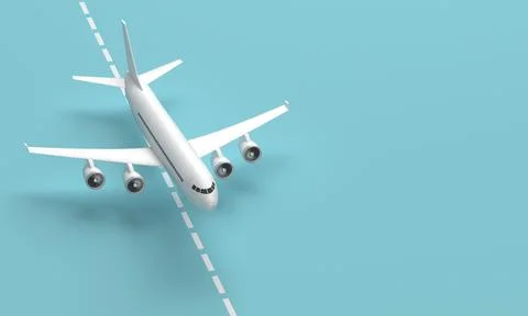 3d plane on the runway with copy space. 3d rendering Stock Illustration