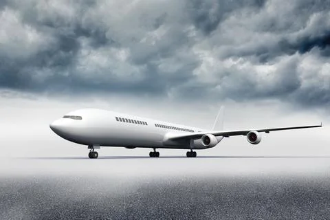 3D plane standing on the ground Stock Illustration