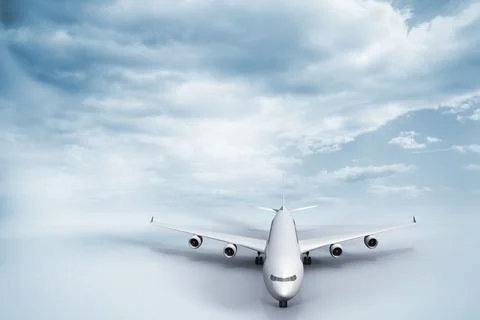 3D plane standing on white ground Stock Illustration