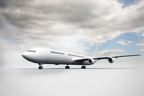 3D plane standing on white ground Illustrazione stock
