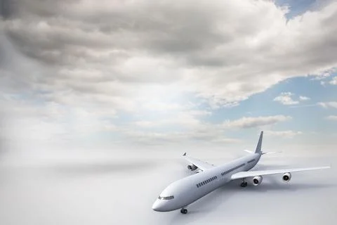 3D plane standing on white ground Illustrazione stock