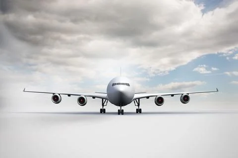 3D plane standing on white ground Stock Illustration