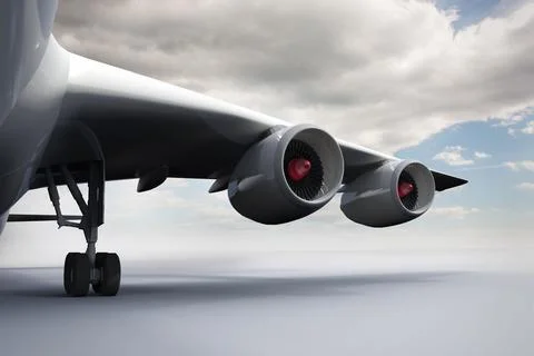 3D plane standing on white ground Stock Photos