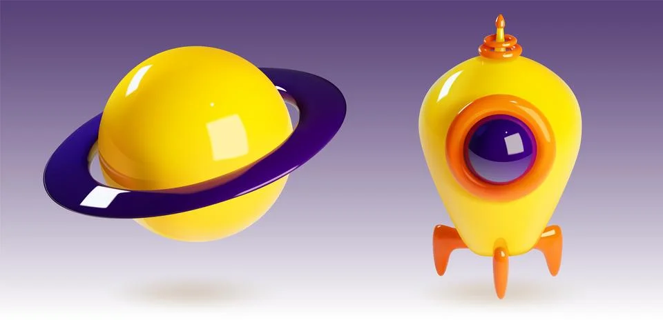 3D planet and rocket isolated on background イラスト素材