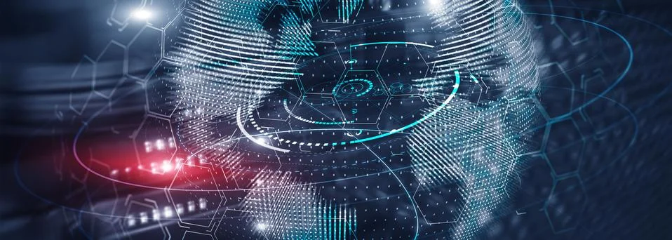 3D Planet Earth on Abstract Panoramic Background. Space exploration. Ilustración de archivo