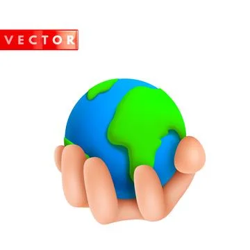 3d planet earth globe in hand icon Stock Illustration