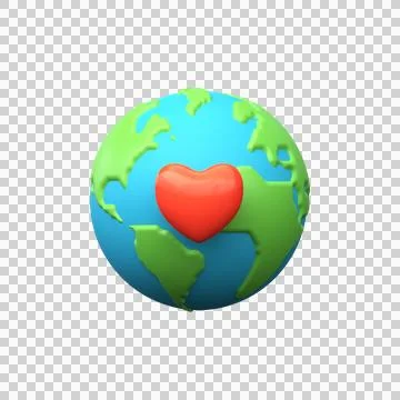 3d planet earth with heart. Respect for the environment Illustrazione stock