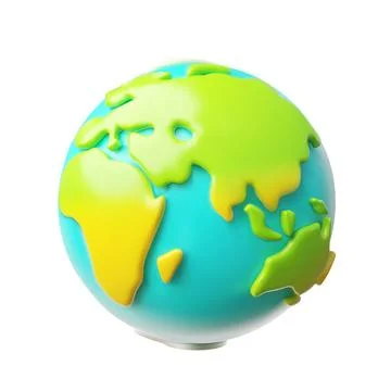 3D planet Earth icon with ocean and continents. Earth Day. Stock Illustration