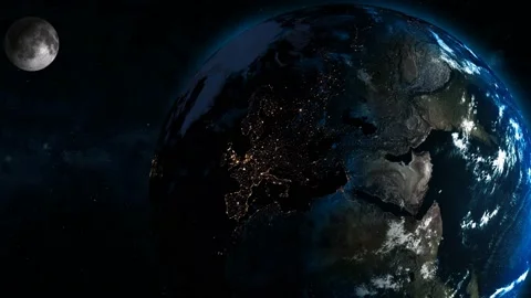 3d planet earth moon on space Stock Footage 221902689