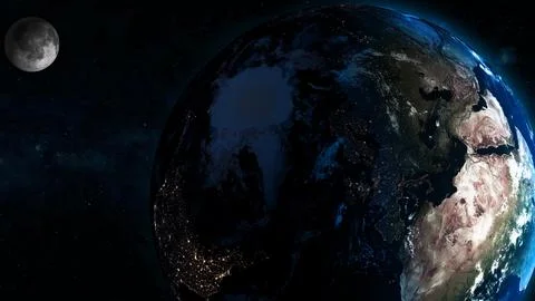 3d planet earth moon on space galaxy Ilustração Stock
