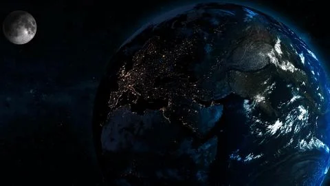 3d planet earth moon on space Stock Illustration