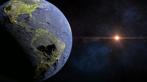 3d Planet Earth Rotating With Sun On Space. 3d Earth Rotate 스톡 동영상 283451927