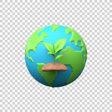 3d planet earth with sprout. Stock Illustration
