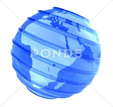 3d planet glassy earth focused in africa Stock Illustration