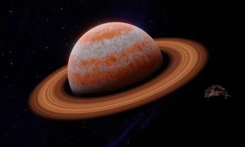 3d planet Saturn in space Stock Illustration