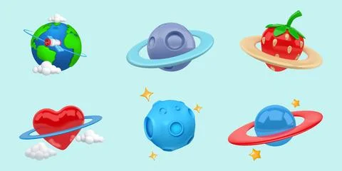 3D planet. Space star icon. Orbit ring. Earth satellite. Saturn sphere Stock Illustration