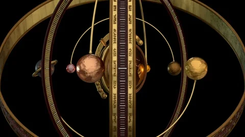 3D PLANETARY LINEUP animation medium shot. ALPHA MATTE. Video stock 90141475