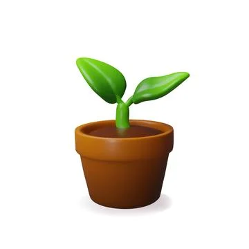 3d plant in pot. Stock Illustration