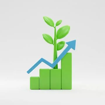 3D-Plant-Visibly-Growing-Graph-Market-2 Stock Illustration