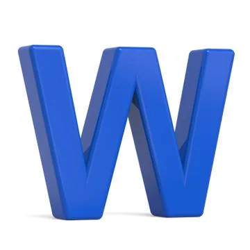 3d plastic blue letter W Stock Illustration