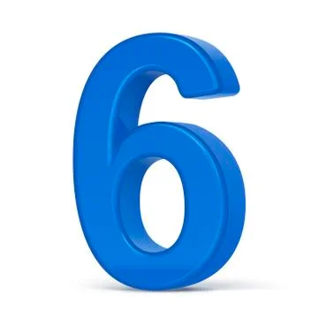 3d plastic blue number 6 Stock Illustration