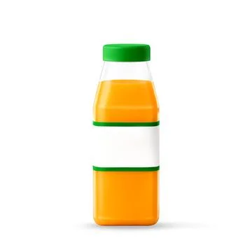3D Plastic bottle filled with fresh orange juice. Stock Illustration