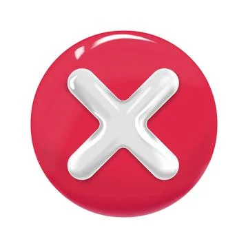3D plastic cross on red round background. Prohibition concept, deletion, no Stock Illustration