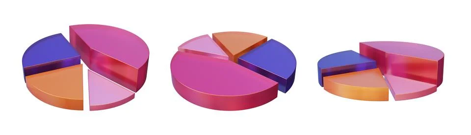 3D plastic diagram chart icon set circle growth data report Illustrazione stock