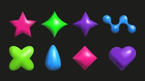 3D plastic elements set isolated abstract shapes. Stock Illustration