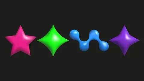 3D plastic elements set isolated abstract shapes. Stock Illustration