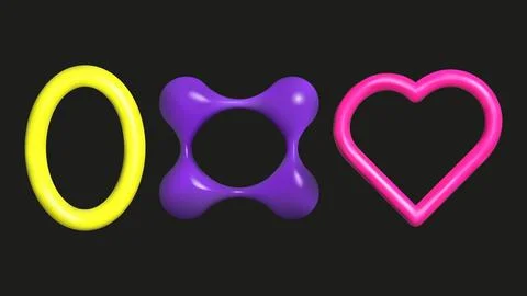 3D plastic elements set isolated abstract shapes. 스톡 일러스트