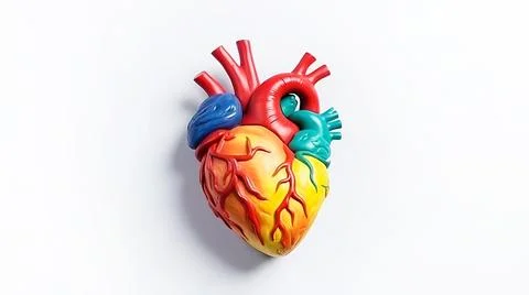 3D plastic human heart shape toy. Medicine vascular symbol. Healthcare drugstore Stock Photos