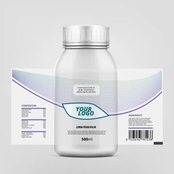 3D Plastic Package Lid Label Template Design Stock Illustration