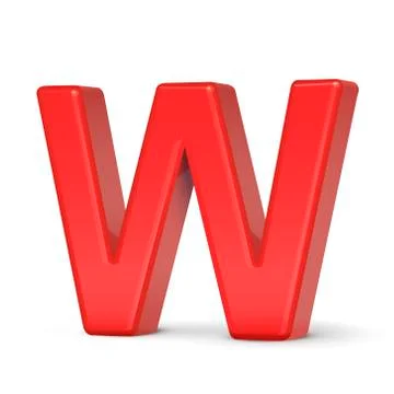 3d plastic red letter W Stock Illustration