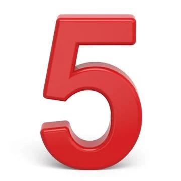 3d plastic red number 5 Stock Illustration