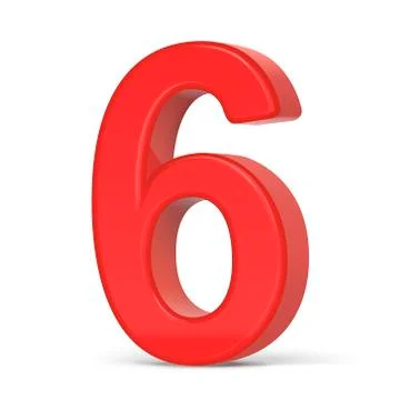 3d plastic red number 6 Stock Illustration