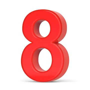 3d plastic red number 8 Stock Illustration