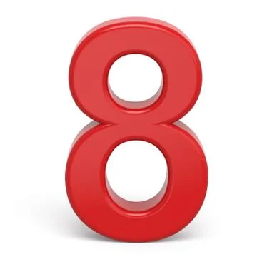 3d plastic red number 8 Stock Illustration