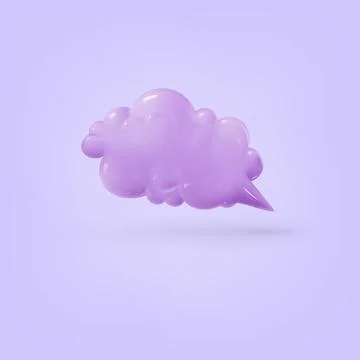 3d plastic speech bubble. Realistic cartoon glossy speech bubble icon. Chatti Illustrazione stock